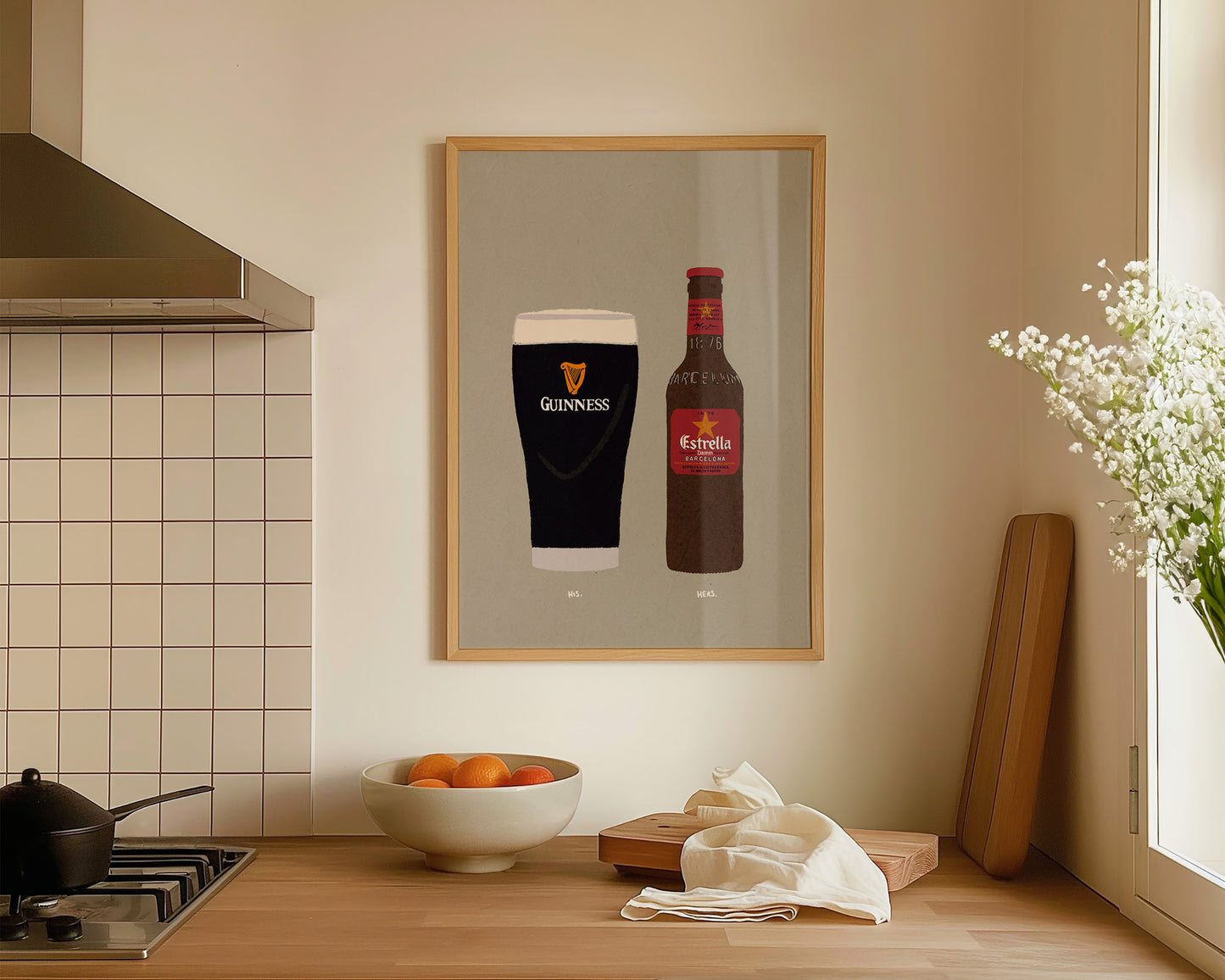 Guinness & Estrella Bottle Print