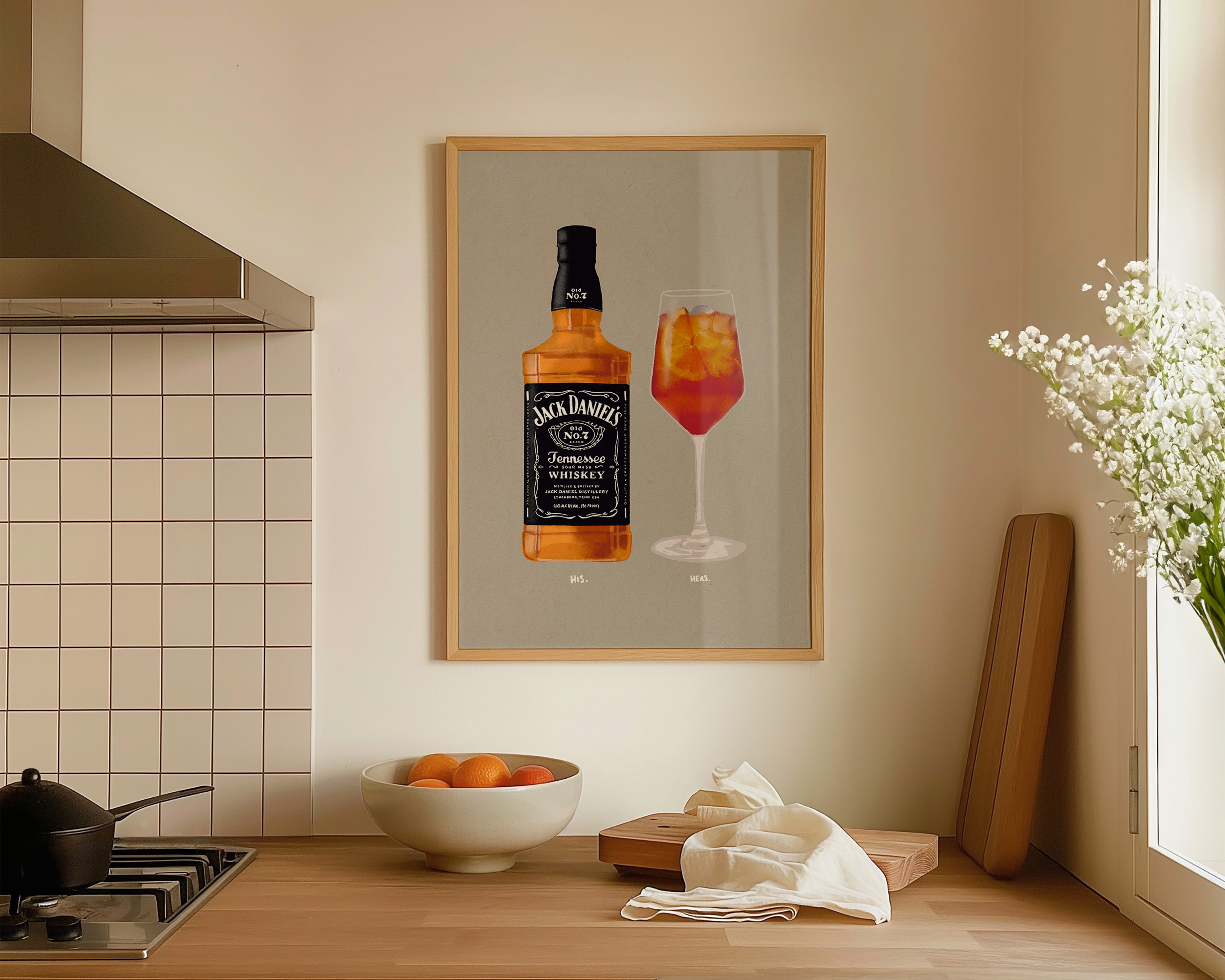 His & Hers Drinks Jack Daniel's And Aperol Spritz Wall Art Print
