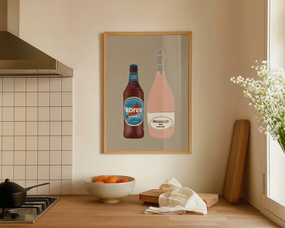 Korev Beer & Pink Prosecco Print