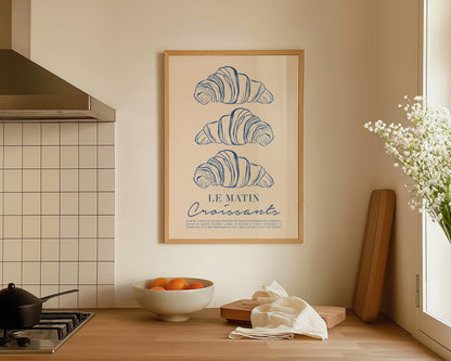 Le Matin Croissant In Blue Print