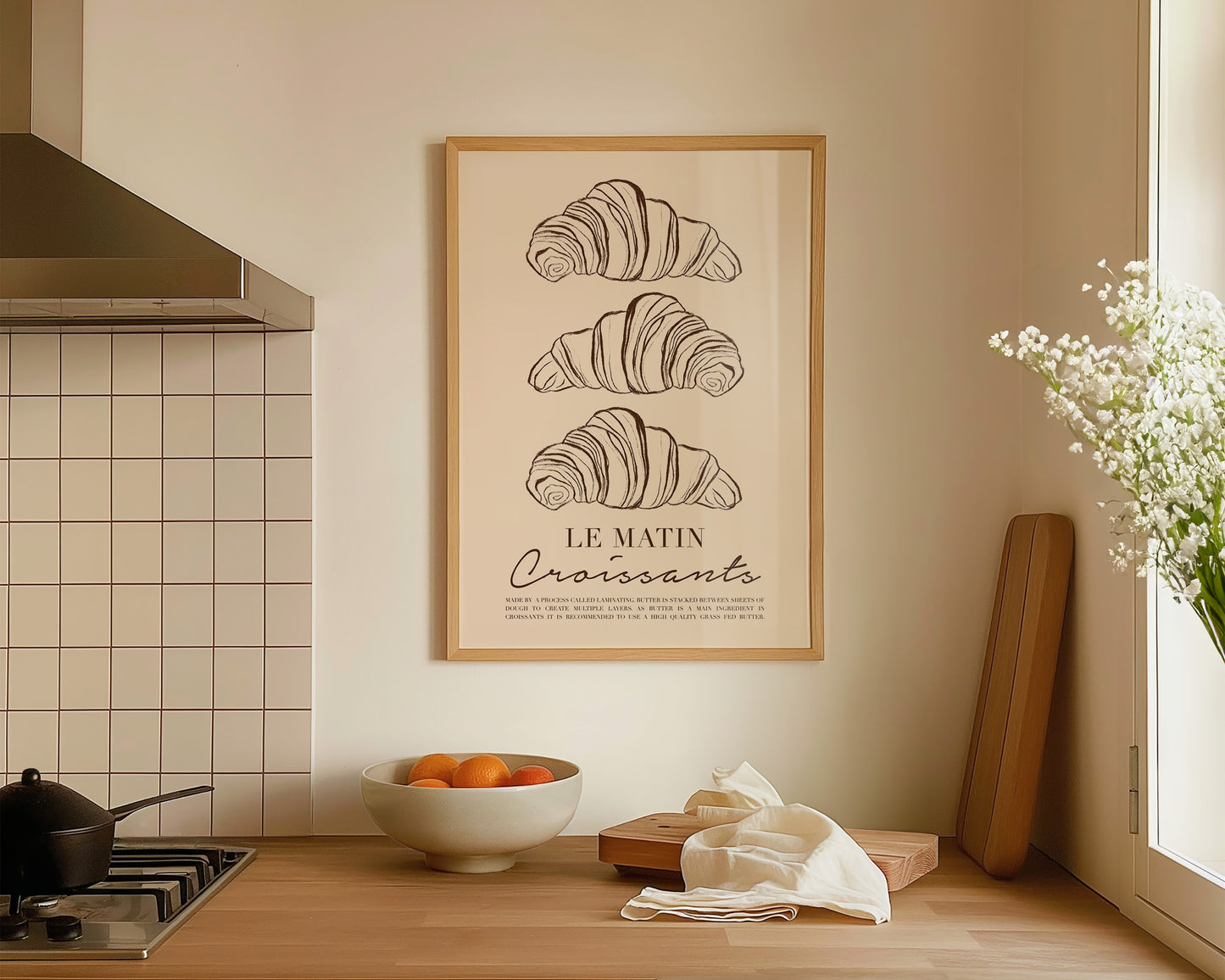 Le Matin Croissant Print In Brown