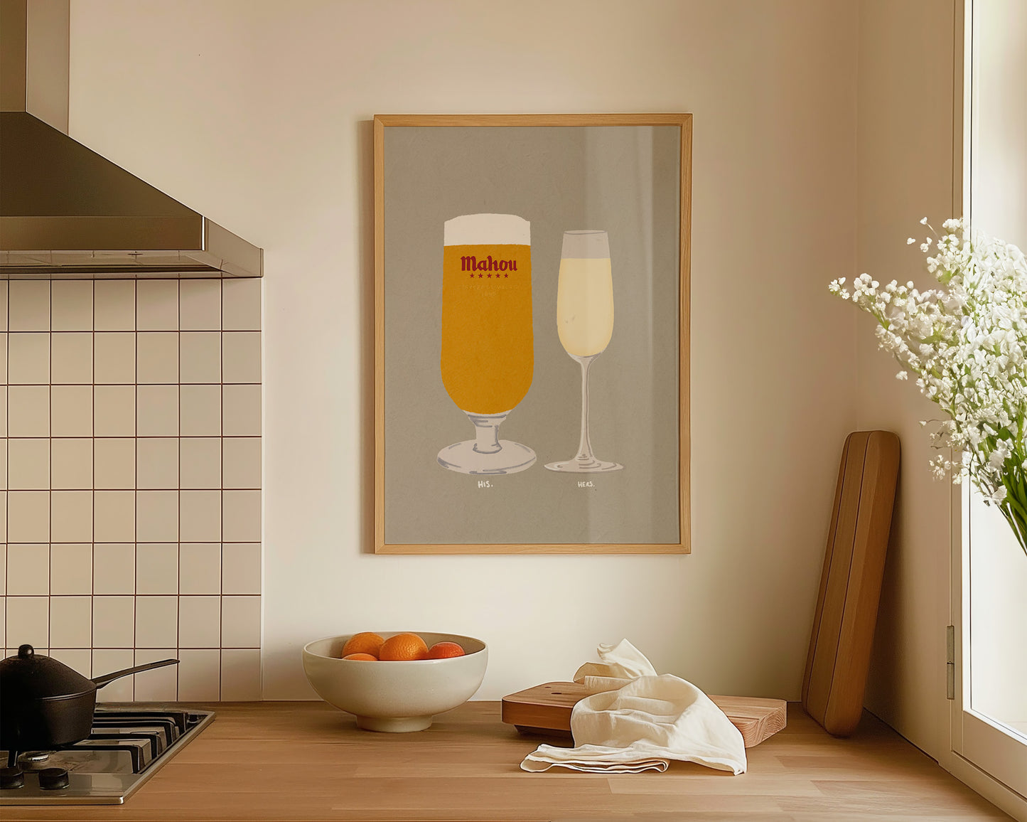Mahou & Prosecco Glass Print