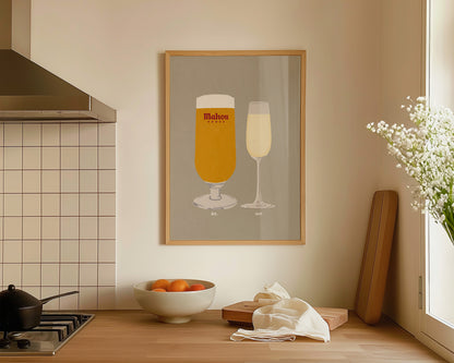 Mahou & Prosecco Glass Print