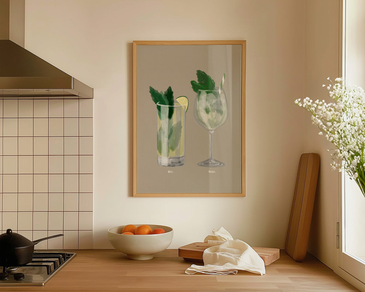 Mojito & Hugo Spritz Couples Drink Print