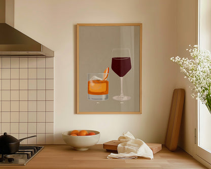 Old Fashioned & Red Wine Print
