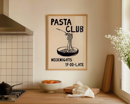 Pasta Club Black Wall Art Print