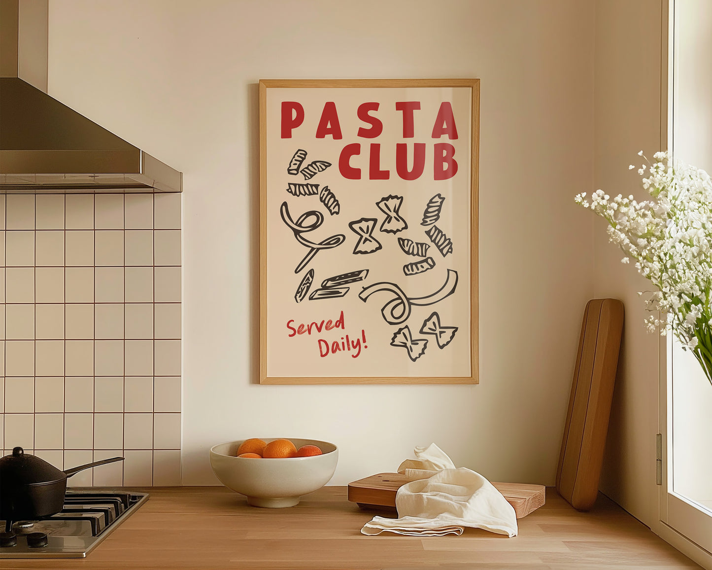 Pasta Club Shapes In Red Print