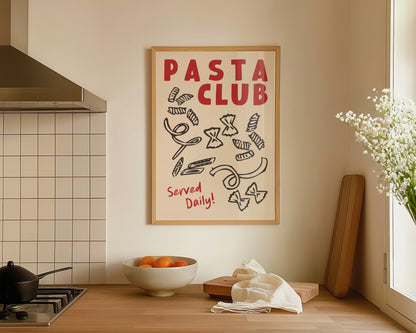 Pasta Club Shapes In Red Print