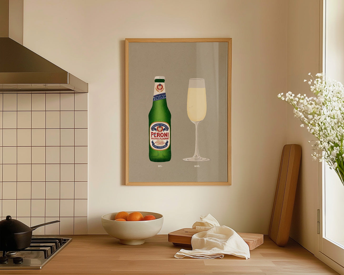 Peroni Bottle & Champagne Print