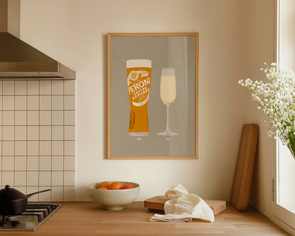 Peroni & Prosecco Glass Print