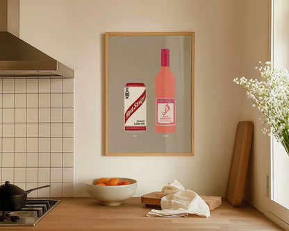 Red Stripe & Pink Moscato Print