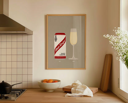 Red Stripe & Prosecco Glass Print