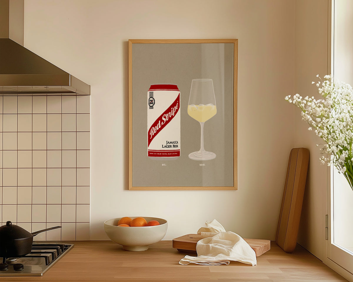 Red Stripe & White Wine Ice Print