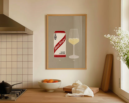 Red Stripe & White Wine Ice Print