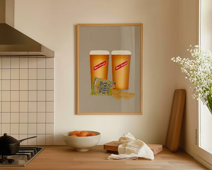 Red Stripe & Scampi Fries Print