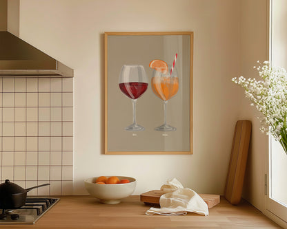 Red Wine & Aperol Spritz Couples Drink Print