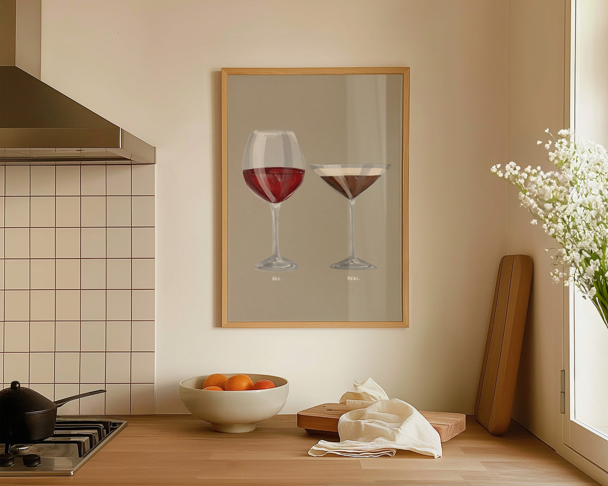 Red Wine & Espresso Martini Couples Drink Print