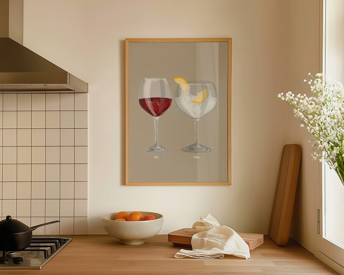 Red Wine & G&T Couples Drink Print