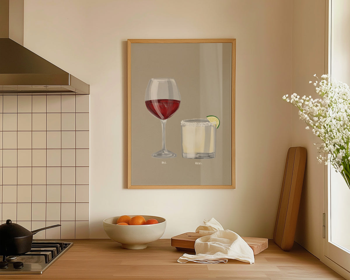 Red Wine & Margarita Couples Drink Print