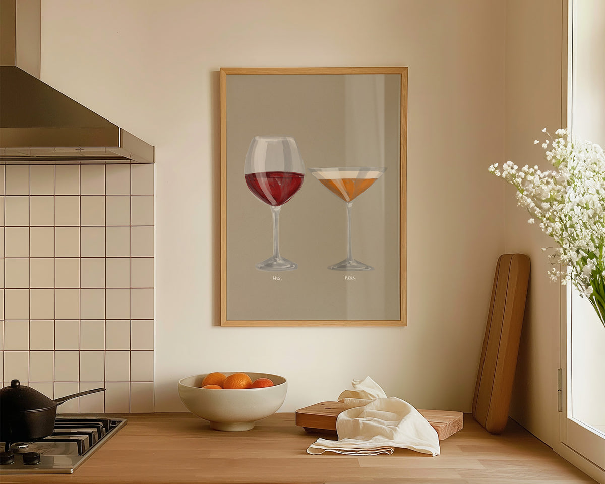 Red Wine & Pornstar Martini Couples Drink Print