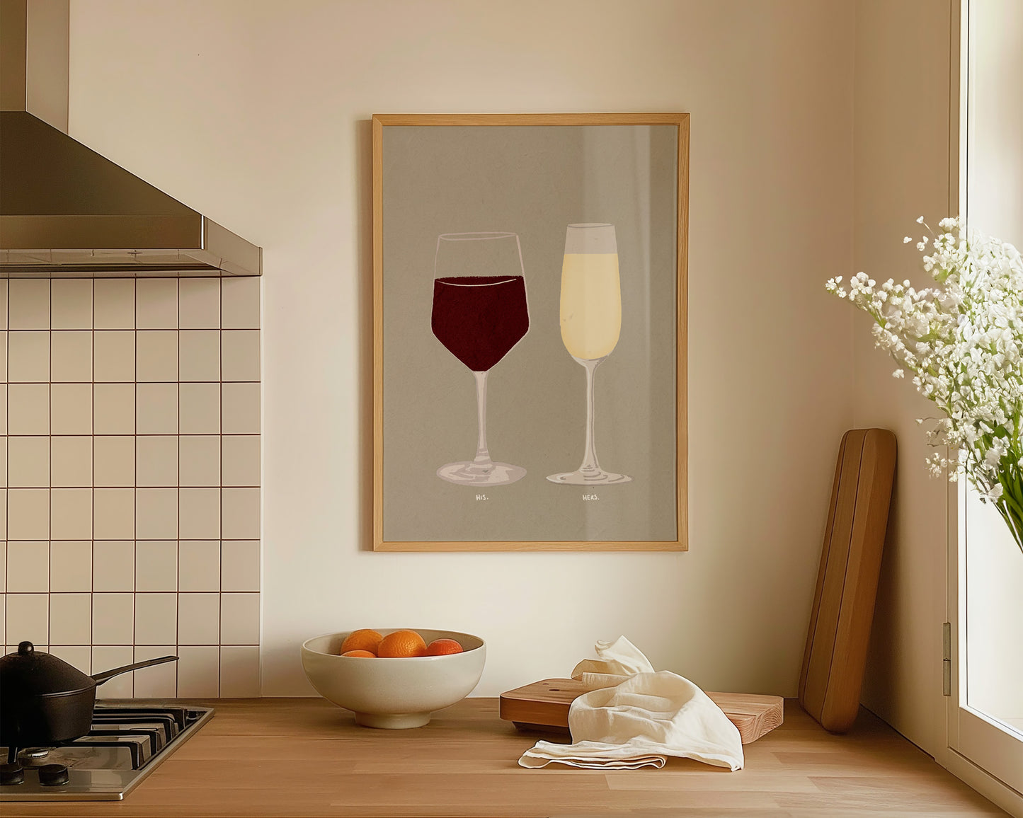 Red Wine & Prosecco Glass Print