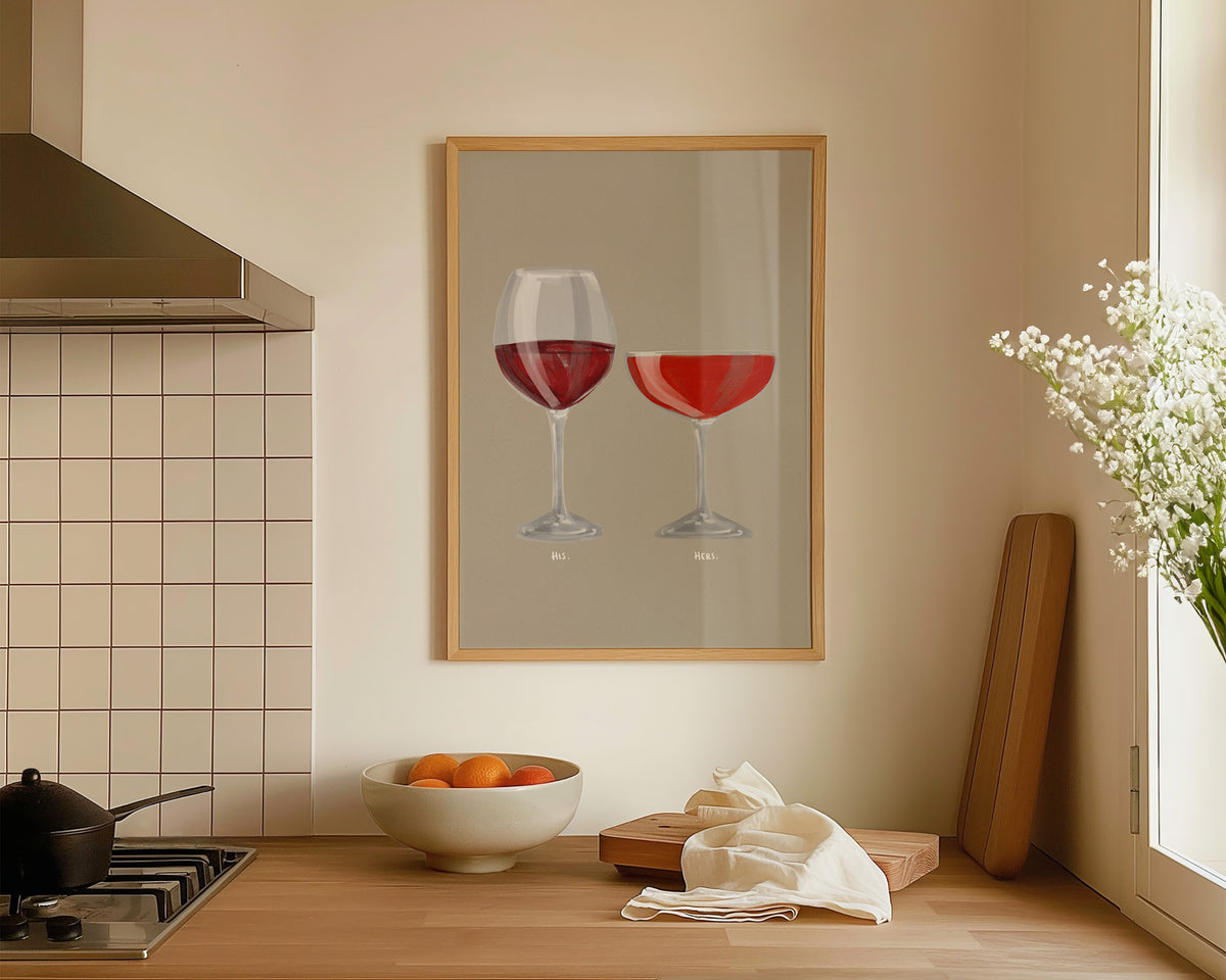 Red Wine & Strawberry Daiquiri Couples Drink Print