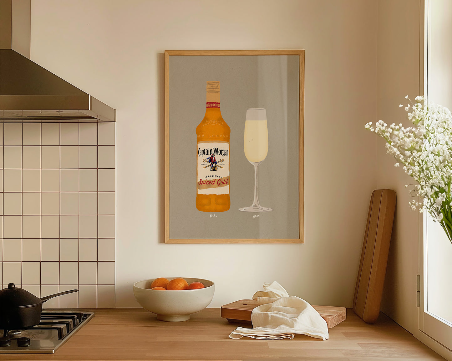 Spiced Rum & Prosecco Glass Print