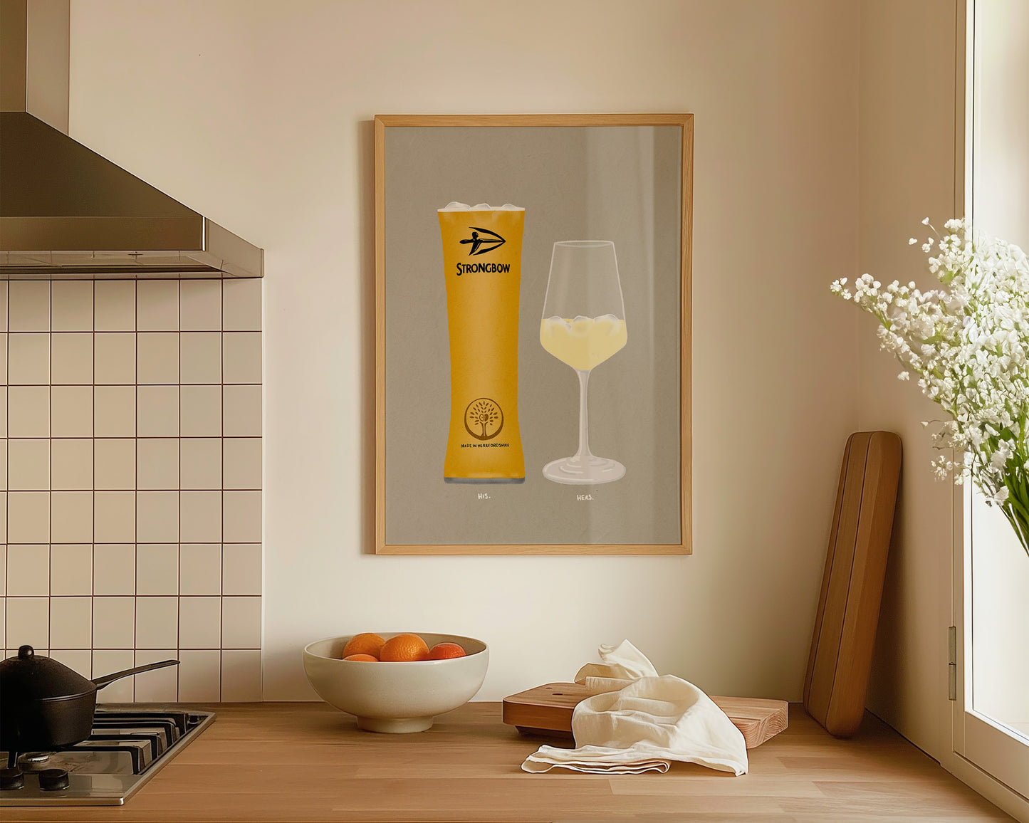 Strongbow Pint & White Wine Print
