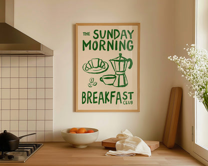 Sunday Morning Breakfast Club In Green Print