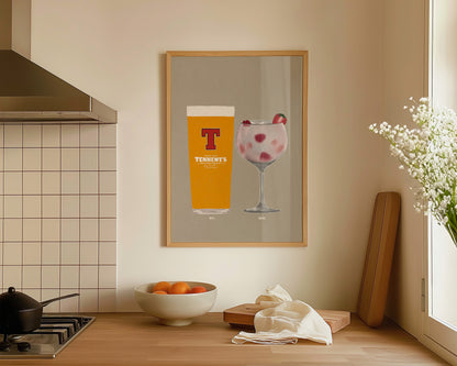 Tennent's & Pink Gin Print