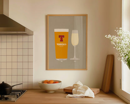 Tennent's & Prosecco Glass Print