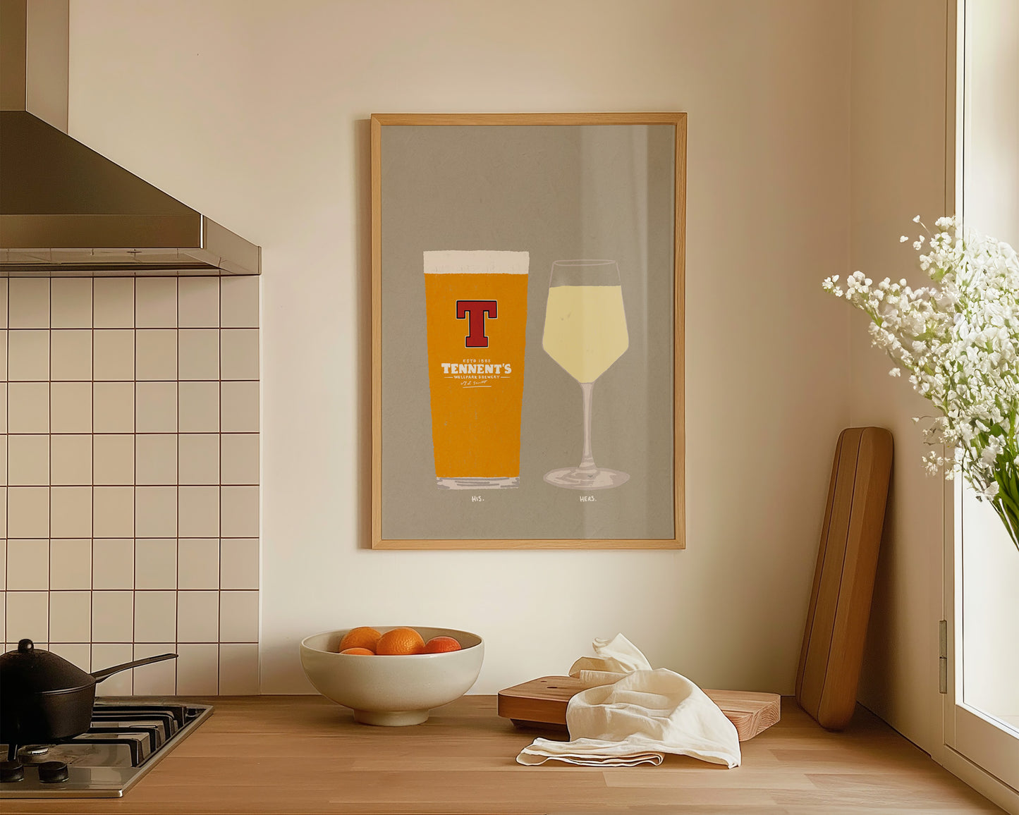 Tennent's & White Wine Print
