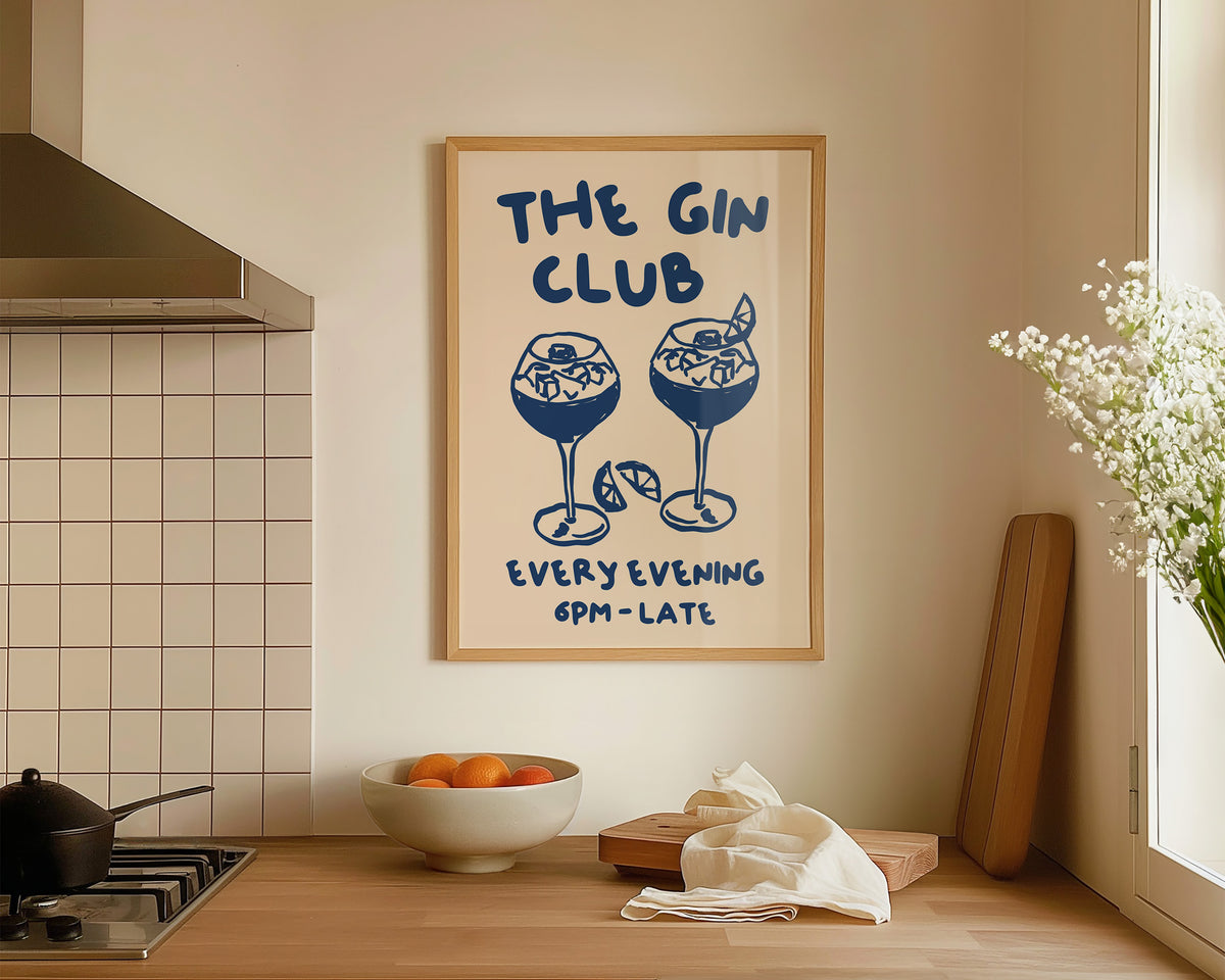 The Gin Club In Blue Print