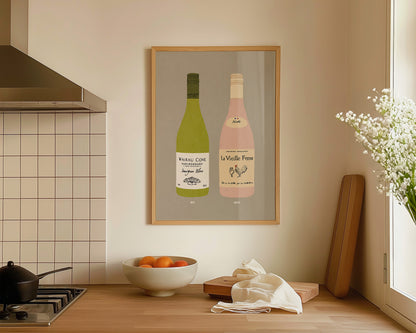 Wairau Cove & Chicken Wine Print