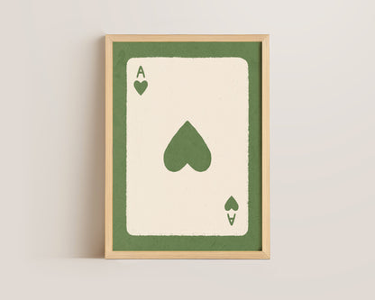 Ace Of Hearts Green Print