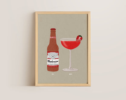 Budweisier & Strawberry Daiquiri Print