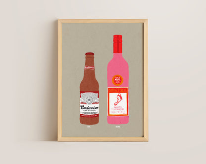 Budweiser & White Zinfandel Print