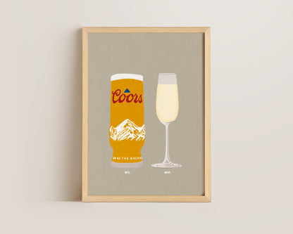 Coors & Prosecco Glass Print