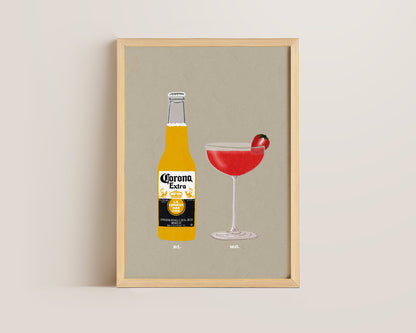 Corona & Strawberry Daiquiri Print