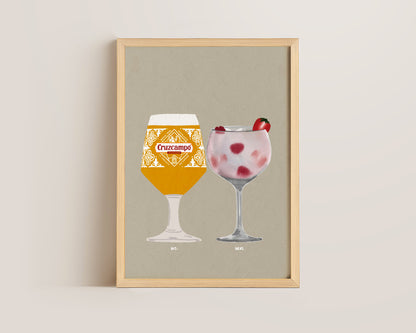 Cruzcampo & Pink Gin Print