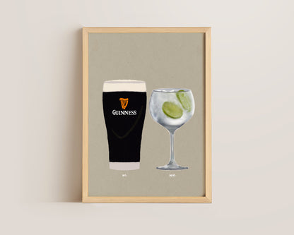 Guinness And Gin & Tonic Print