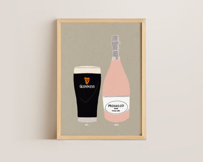 Guinness & Pink Prosecco Print