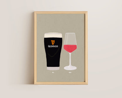 Guinness & Rose Wine Print