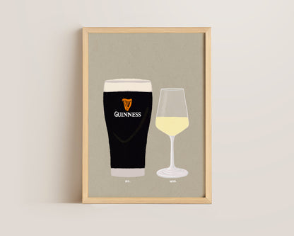 Guinness & Small White Wine Print