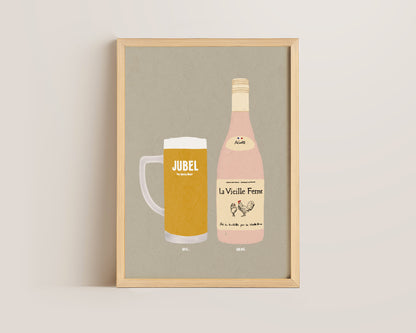 Jubel & Chicken Wine Print