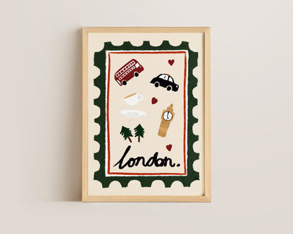 London Stamp Wall Art Print