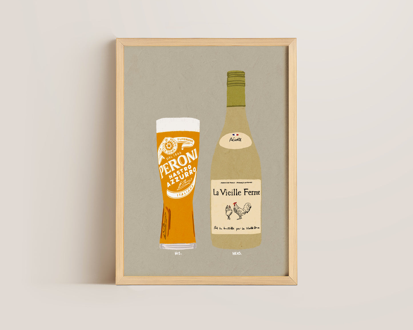 Peroni & White Chicken Wine Print