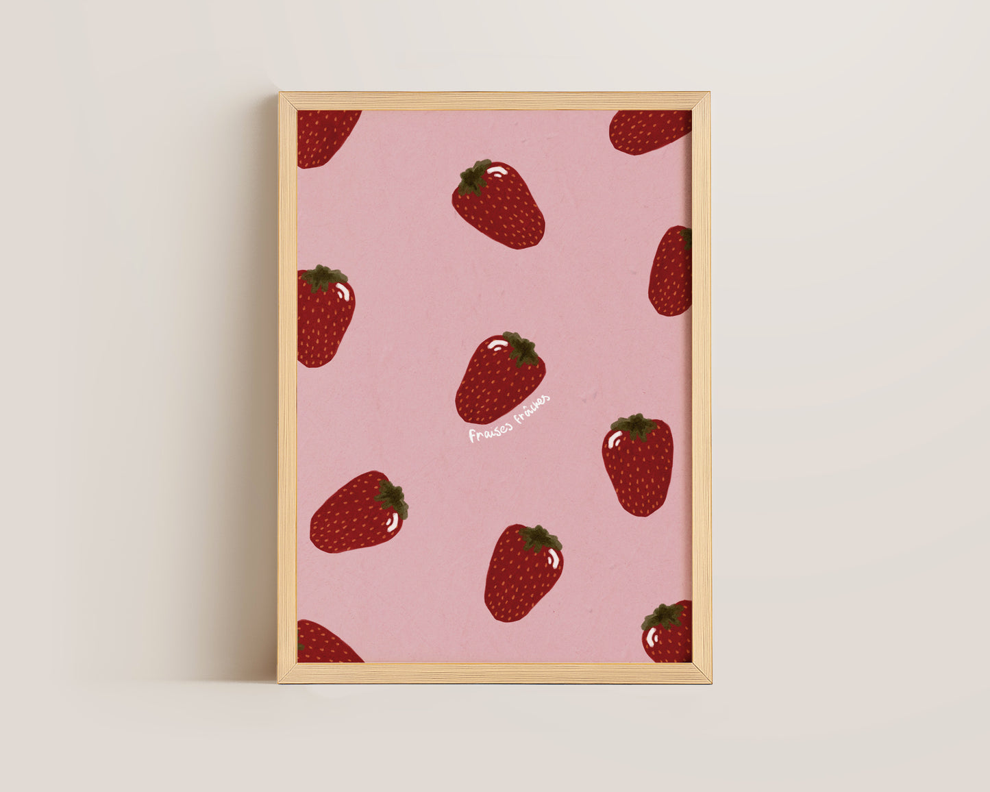 Pink Strawberry Wall Art Print