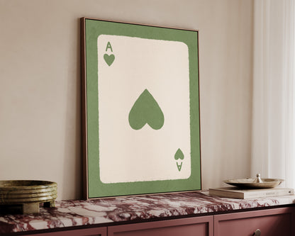 Ace Of Hearts Green Canvas
