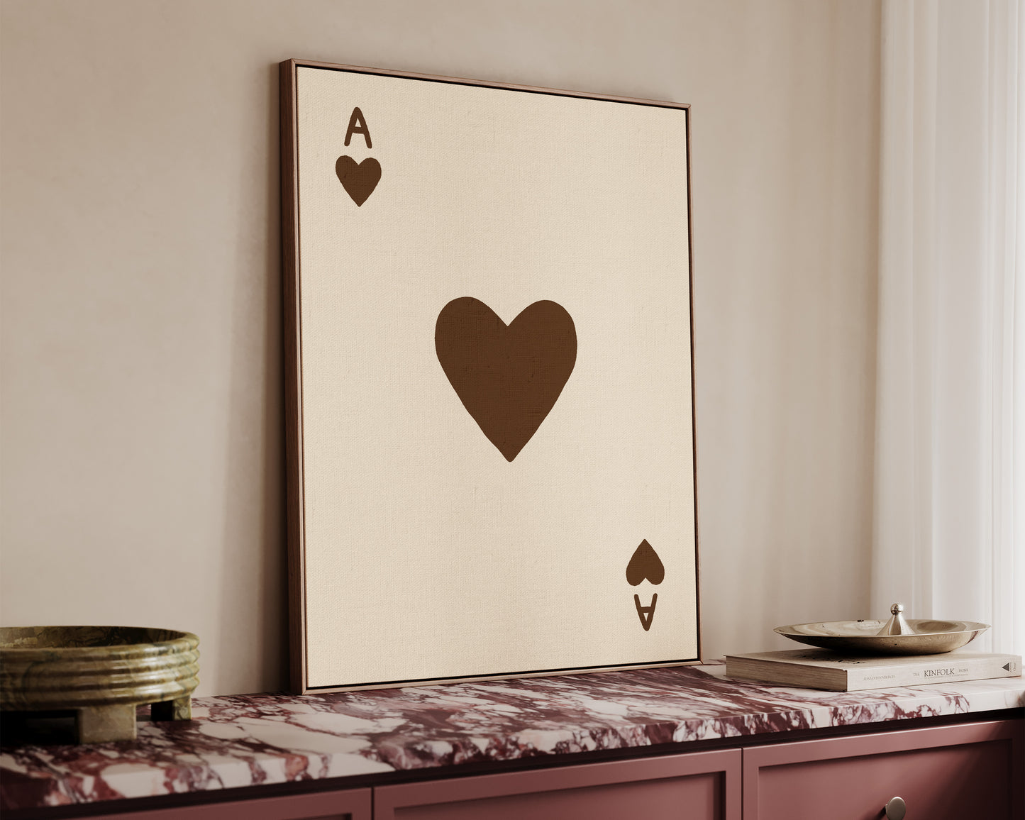 Ace Of Hearts Brown Canvas